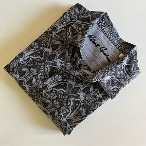Robert Graham Highland Damask Print Button Front Shirt Sz M *READ*